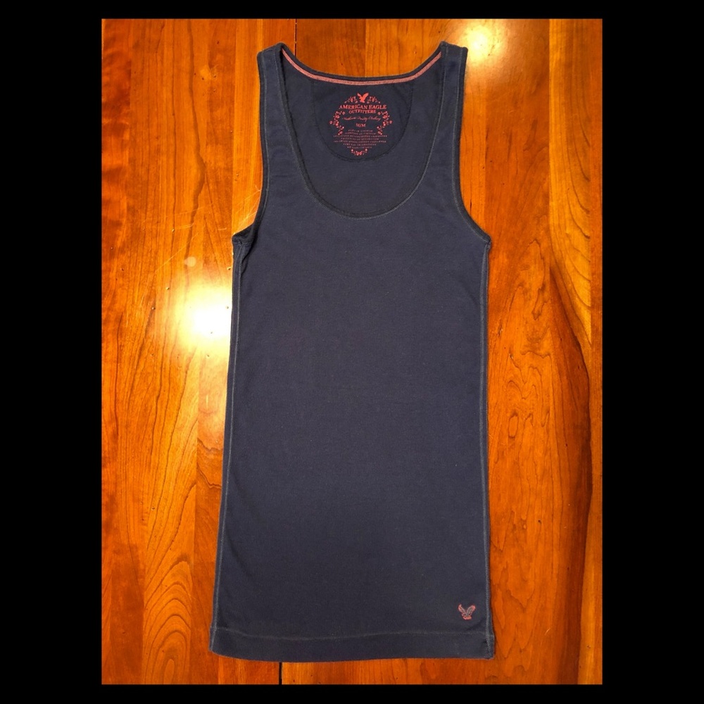 American Eagle Navy Blue Ribbed Tank Size Medium
